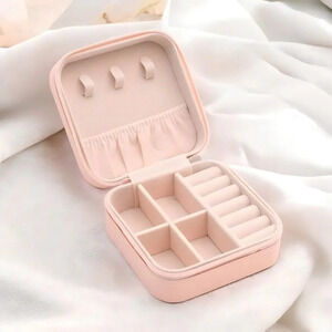 Compact Travel Jewelry Organizer Portable Zipper Case Rings Earrings Necklace